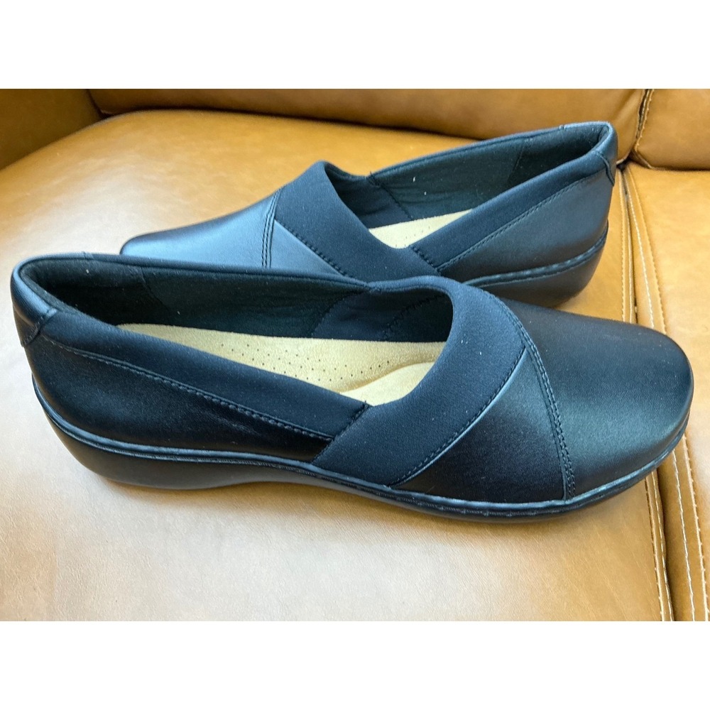 Clarks Cora Charm Loafers Womens 9W Black Slip On Comfort Shoes